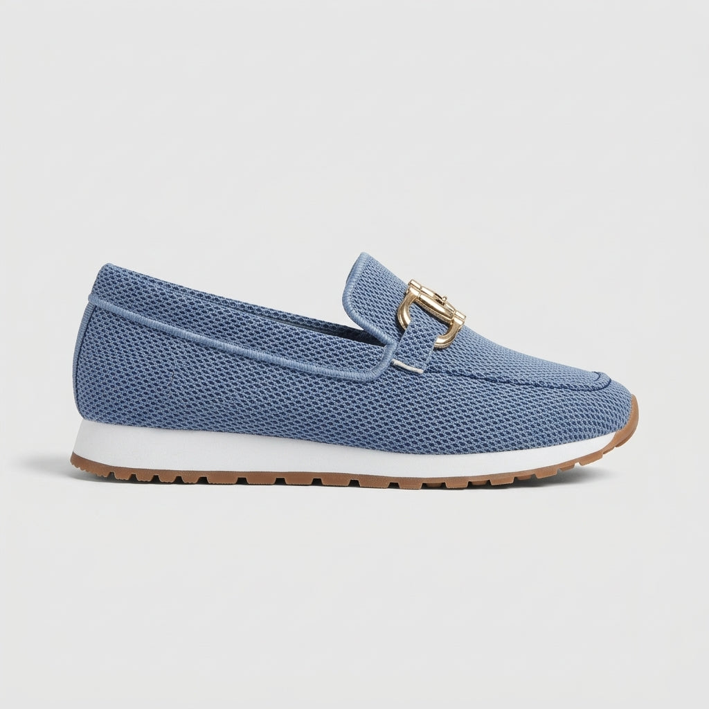 Women's Slip-On Loafers with Buckle-Link Accent and Platform Sole