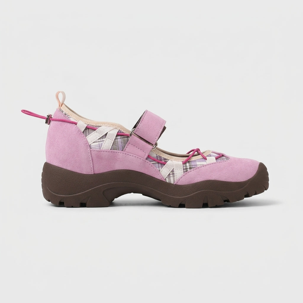 Women's Mary Jane Sneakers with Hook-and-Loop Strap and Chunky Sole