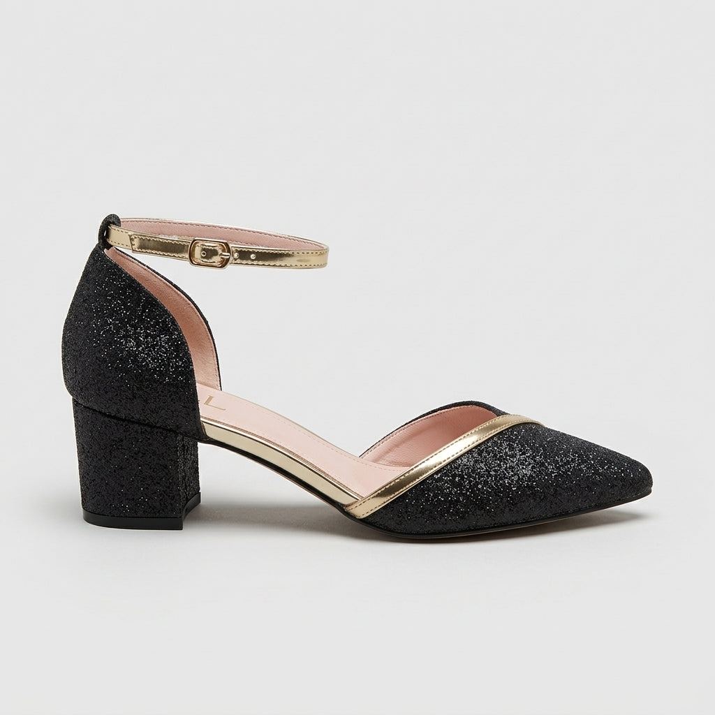 Women's Block Heels Pointed Toe Ankle Strap Closed Toe