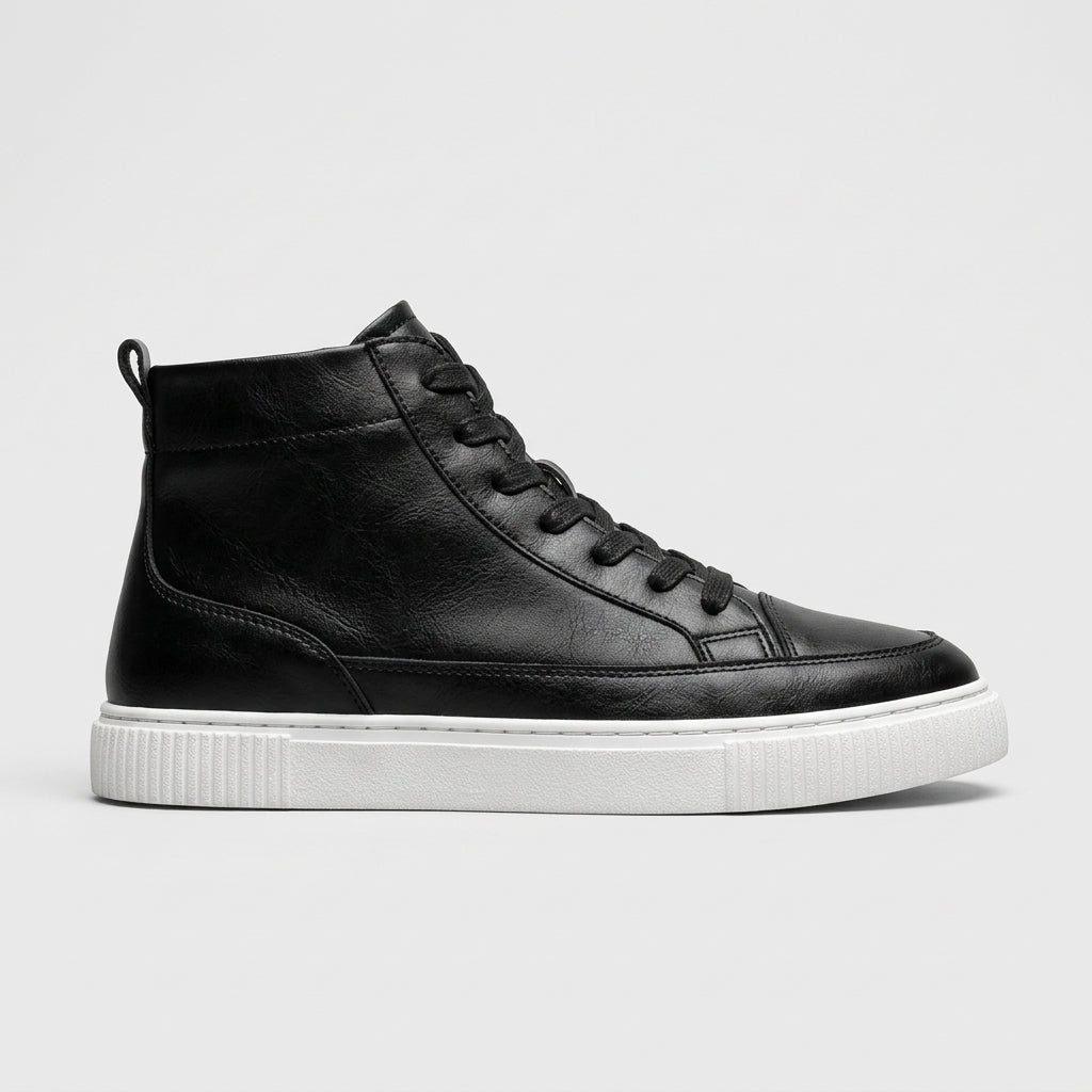 Men's High-Top Sneakers - Lace-Up - Platform Sole - Ankle Height