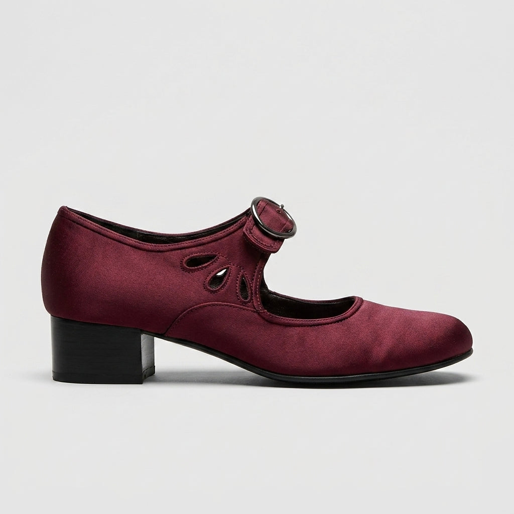 Women's Mary Jane Heels - Round Toe - Block Heel - Buckle Strap