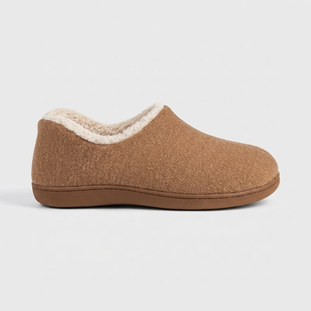 Women's Slippers Slip-On Fleece-Lined Wool with Gum Sole