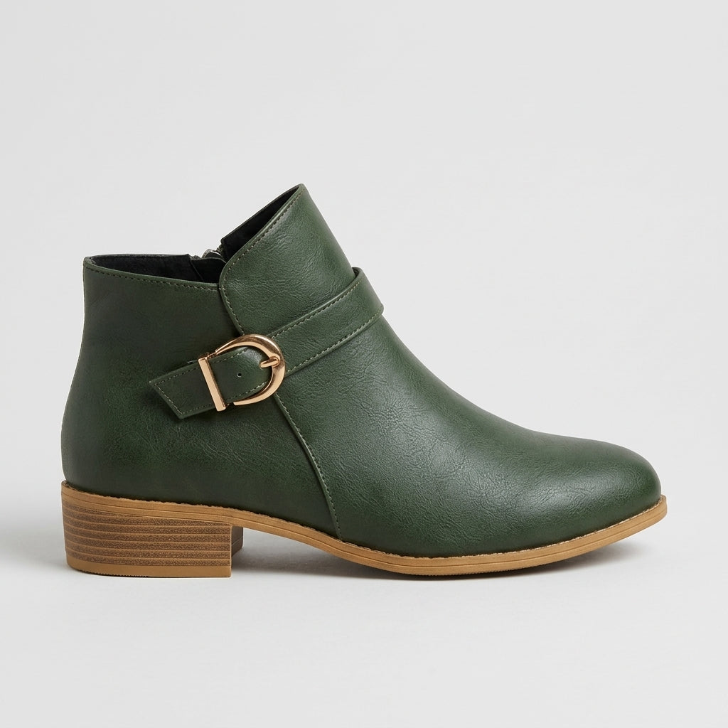 Women's Ankle Boots Pointed Toe Side-Zip Block Heel