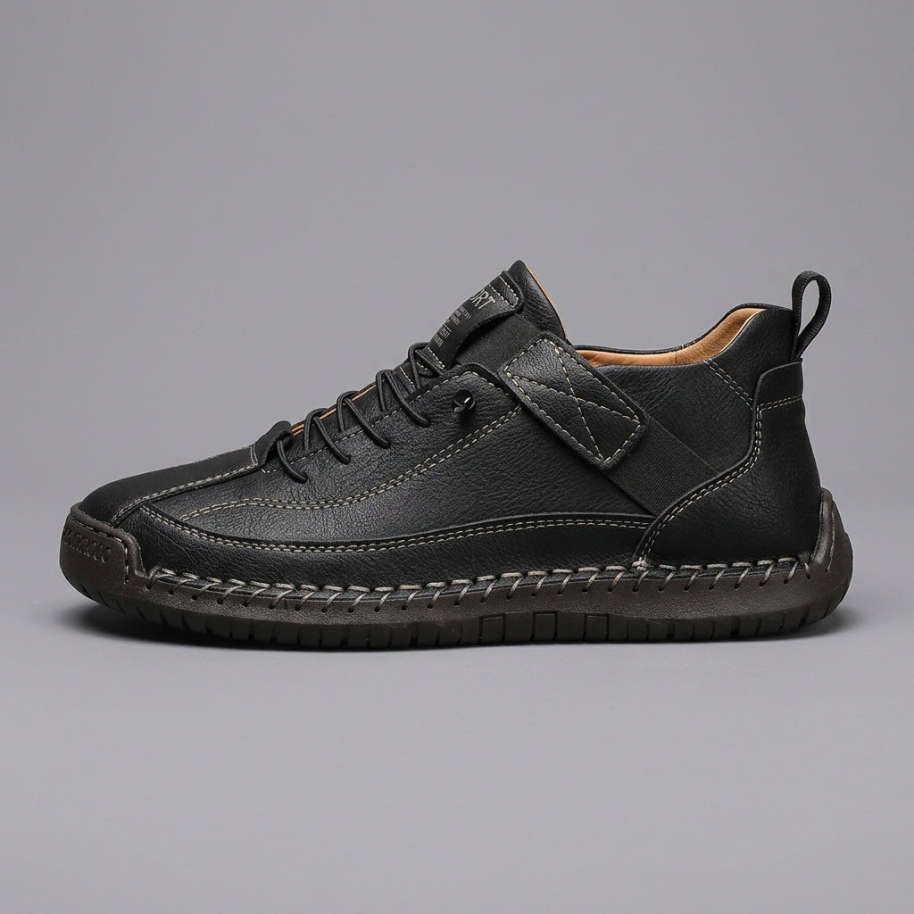 Men's Sneakers Low-Top Hand-Stitched Sole Hook-and-Loop Strap