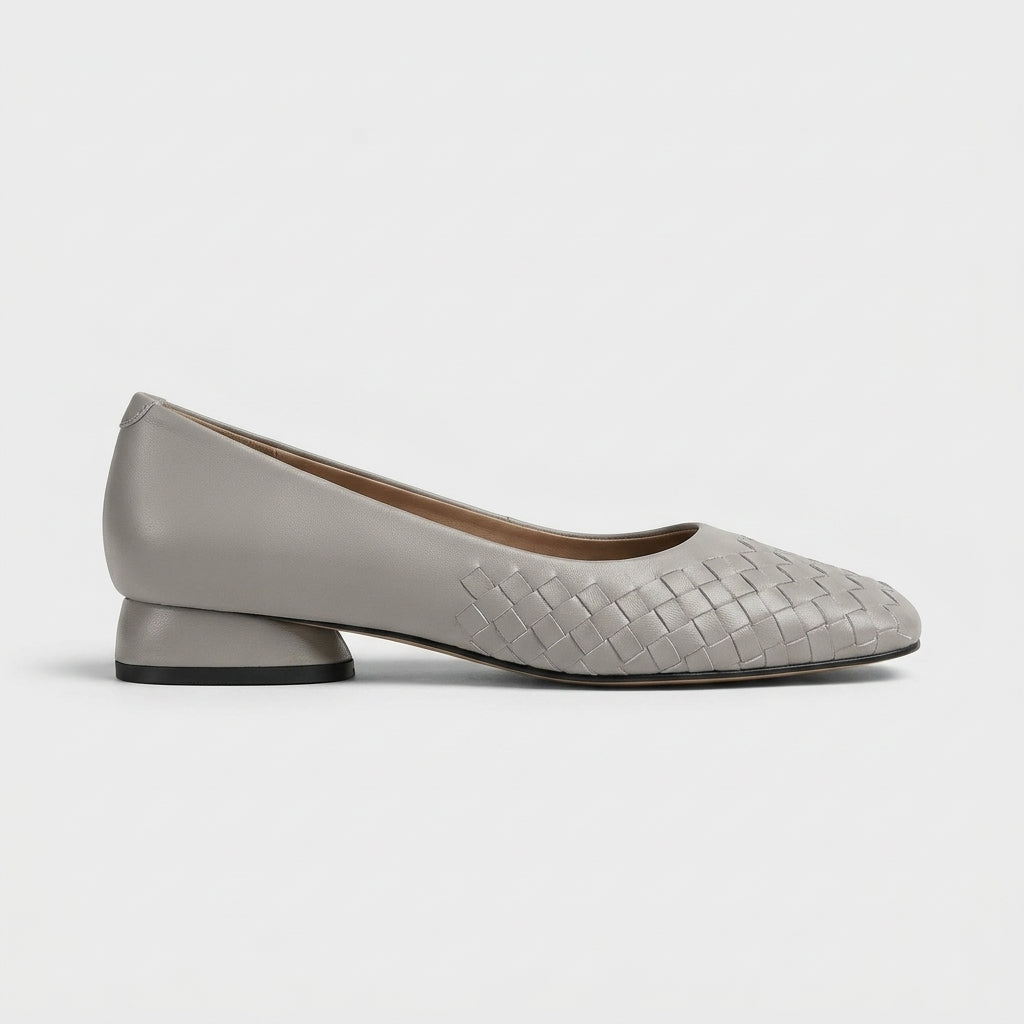Women's Refined Woven Toe Low Block Heel Pumps