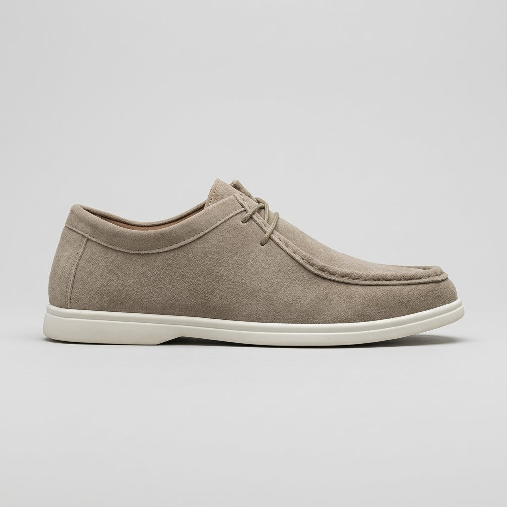 Men’s Lace-Up Suede Moccasin Casual Shoes Soft Sole