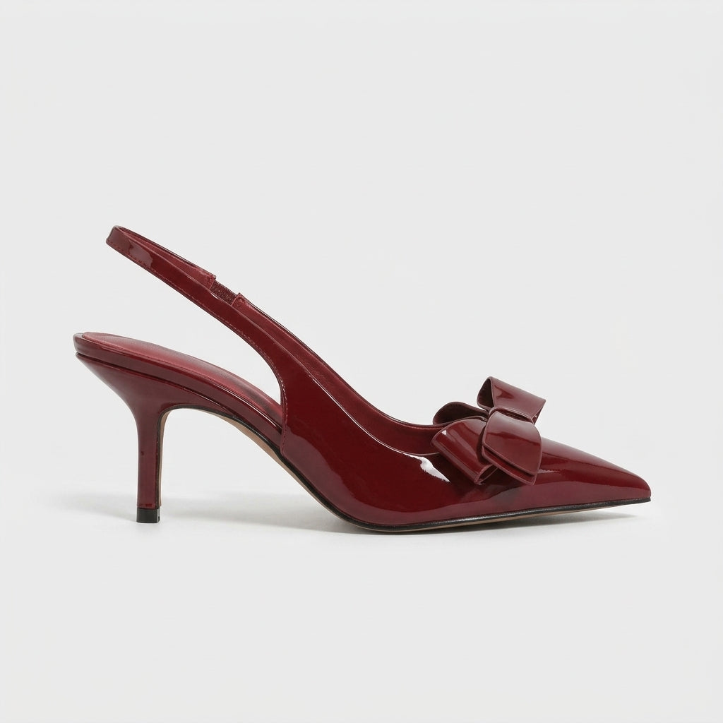 Women's Slingback Heels - Pointed Toe - Bow Detail