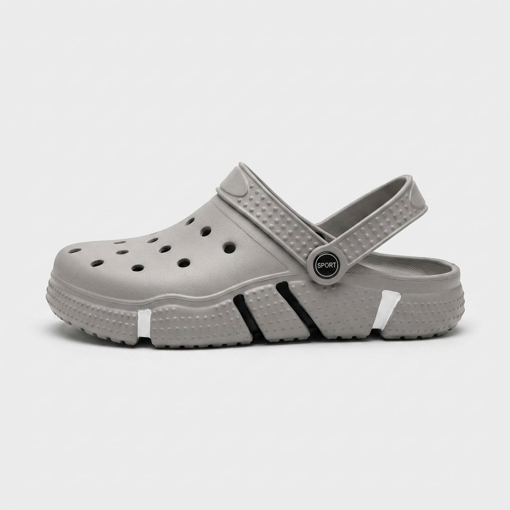 Men's Clogs Perforated Slip-On Adjustable Heel Strap Textured Sole