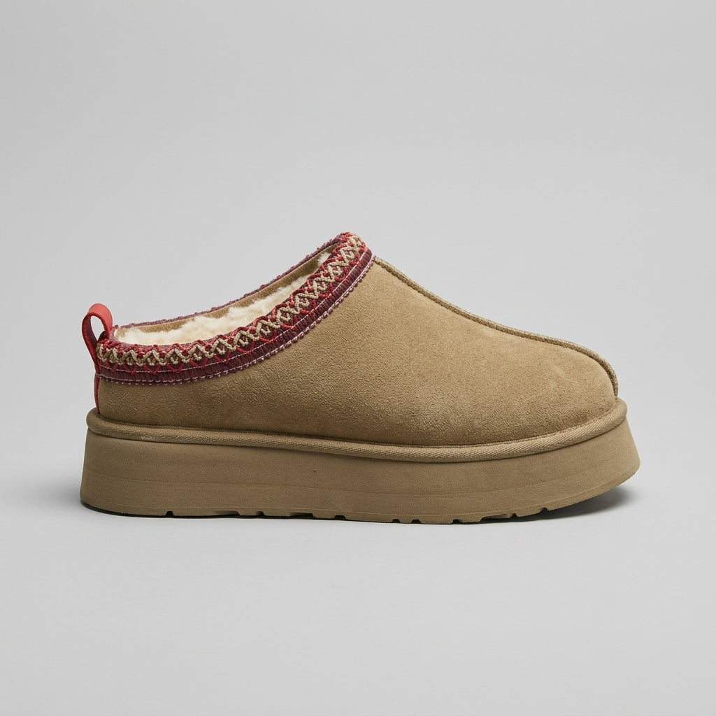 Women's Slippers Platform Slip-On Clog Sherpa-Lined Suede