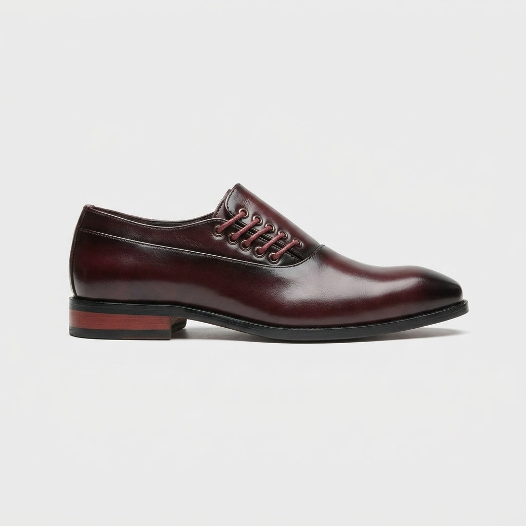 Men's Dress Shoes Pointed Toe Side Lace-Up Low Heel