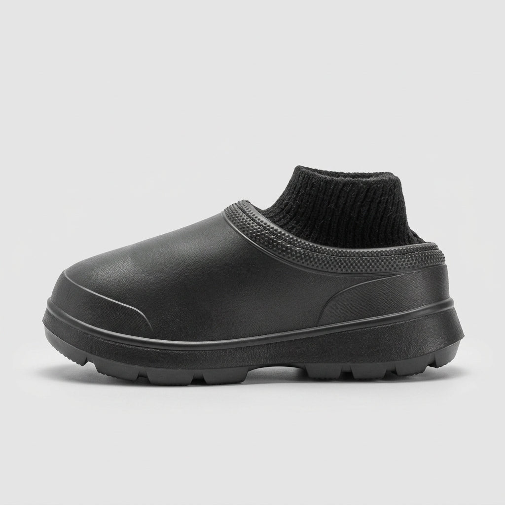 Women's Platform Slip-On Shoes with Knit Sock Collar and Lug Sole