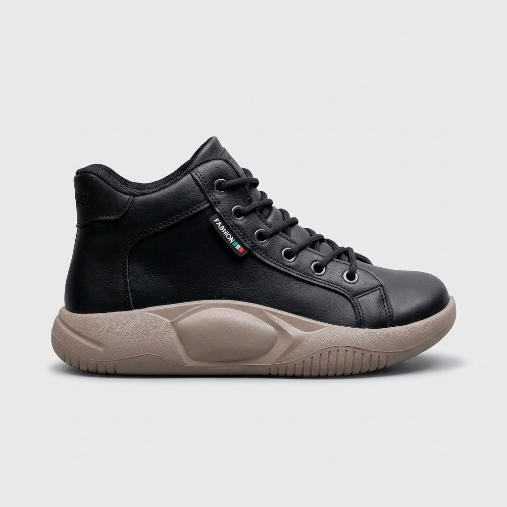 Women's High-Top Sneakers - Lace-Up - Platform Sole - Rounded Toe