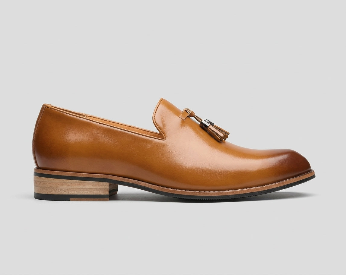 Men's Pointed Toe Tassel Loafers with Slip-On Closure