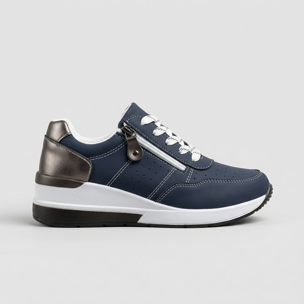 Women's Sneakers Low-Top Platform Lace-Up Side Zip