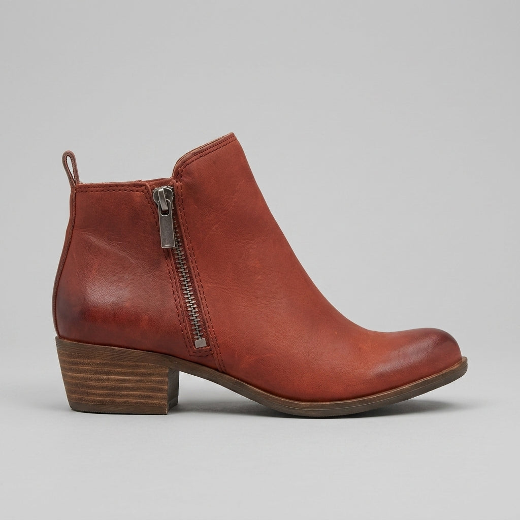 Women's Ankle Boots Pointed Toe Side-Zip Block Heel
