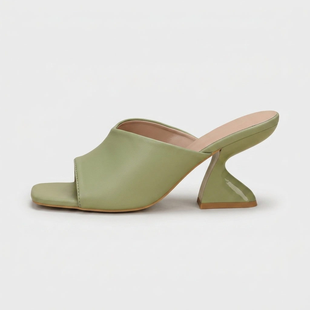 Women's Heels Square Toe Mule Slide with Block Heel