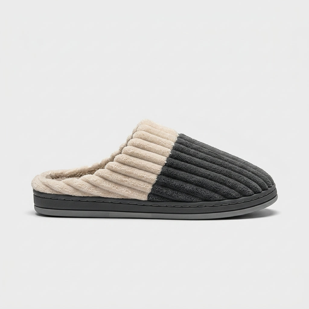 Women's Slippers Closed-Toe Ribbed Corduroy Two-Tone Backless