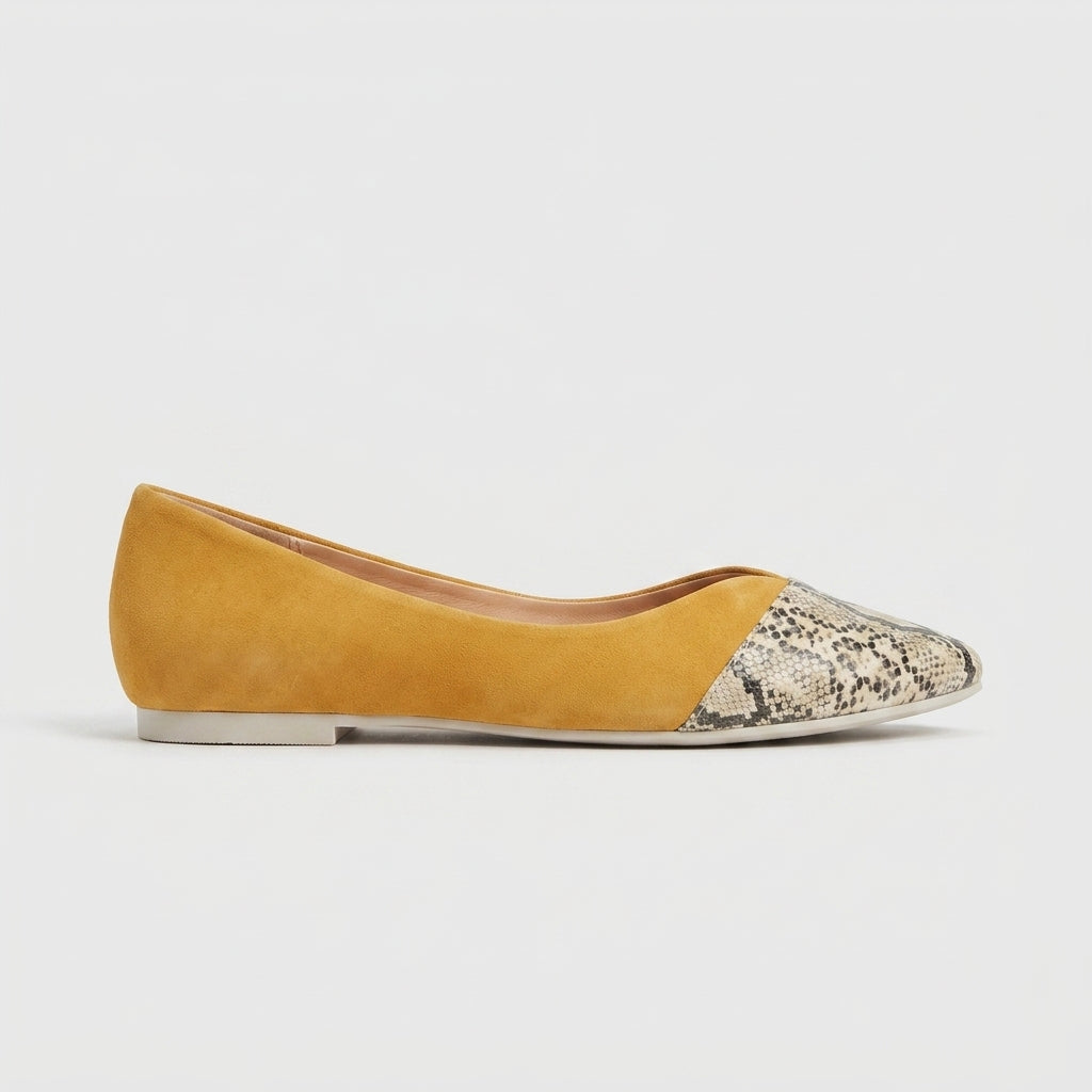 Women's Pointed Toe Ballet Flats with Slip-On Closure and Flat Sole