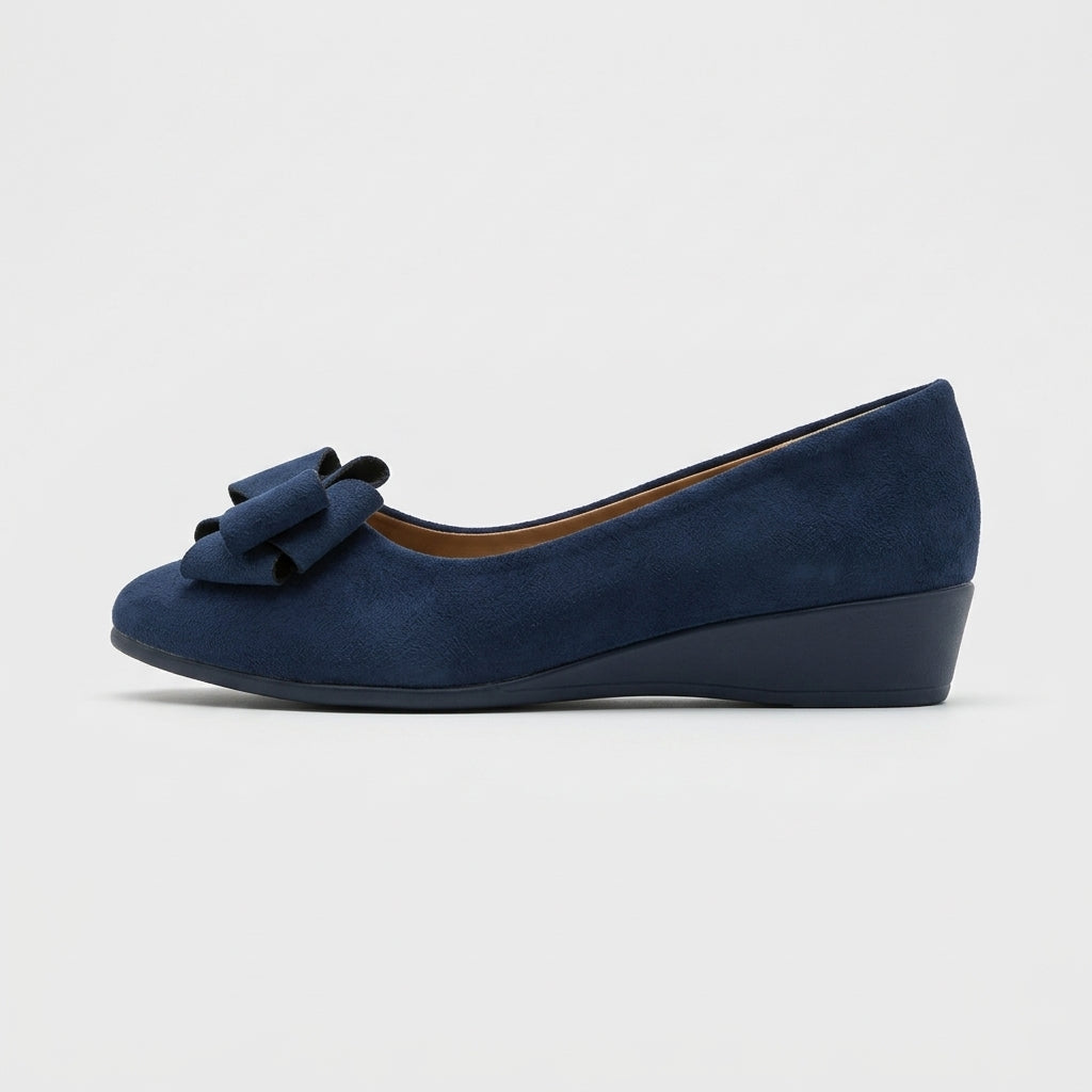 Women's Flats Bow Detail Round Toe Low Wedge Heel Slip-On