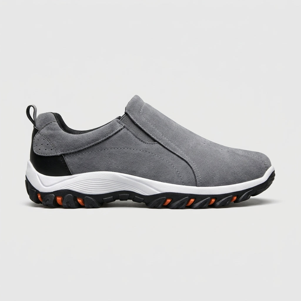 Men’s Suede Slip-On Outdoor Sneakers with Round Toe, Rugged Lug Sole