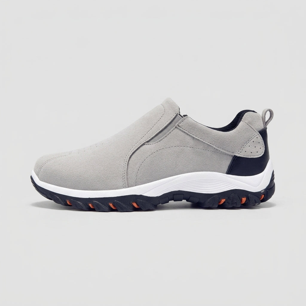 Men's Slip-On Shoes with Elastic Side Panel and Lugged Sole