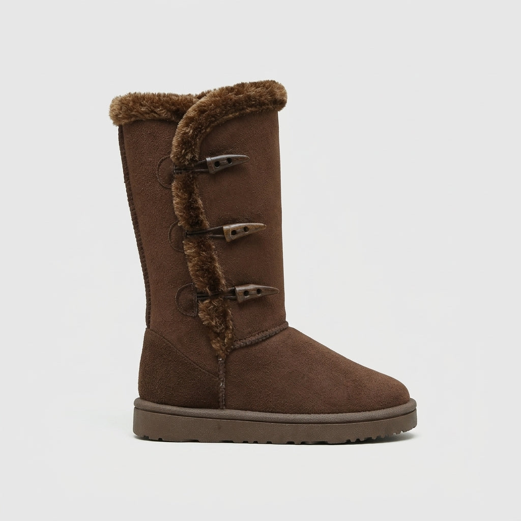Women's Mid-Calf Boots Fur-Lined Toggle Closure Flat Sole