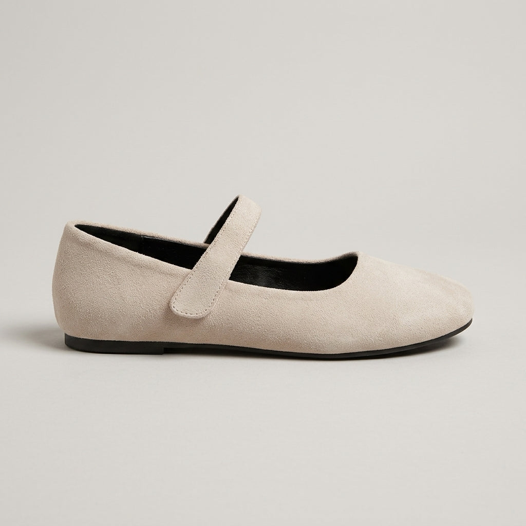 Women's Mary Jane Flats - Round Toe - Adjustable Strap