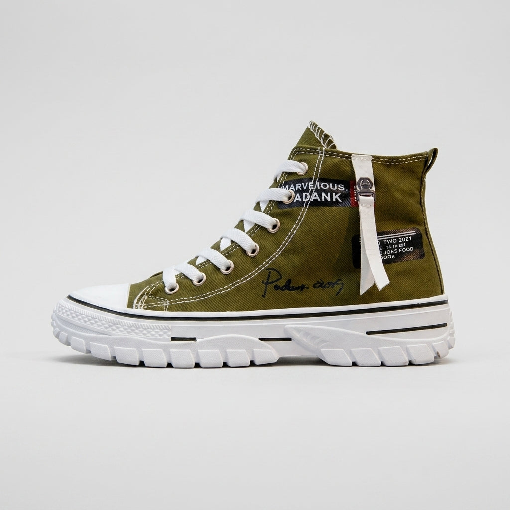 Men's High Tops Canvas Platform Sole Lace-Up Round Toe Sneakers