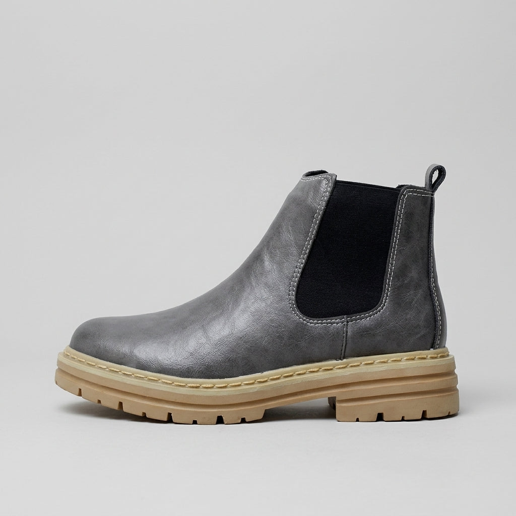 Men's Ankle Boots Chelsea Style Platform Lug Sole Leather