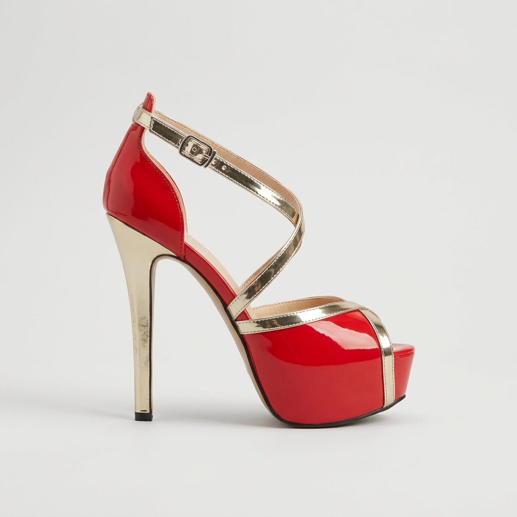 Women's Platform Heels - Open Toe - Strappy - Stiletto - Ankle Strap