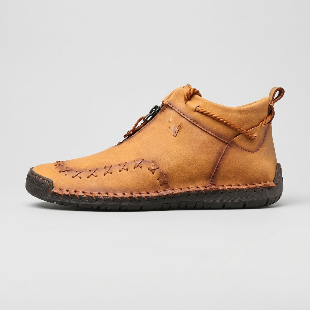 Men's Ankle Boots Stitched Panel Lace-Up Casual Outdoor