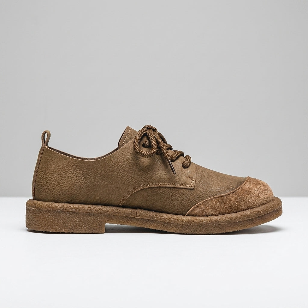 Men's Round Toe Sneakers Low-Top Lace-Up Retro Workwear Style
