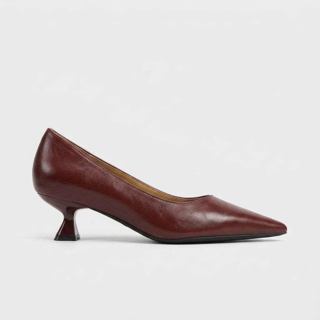 Women's Kitten Heels - Pointed Toe - Slip-On - Flared Heel