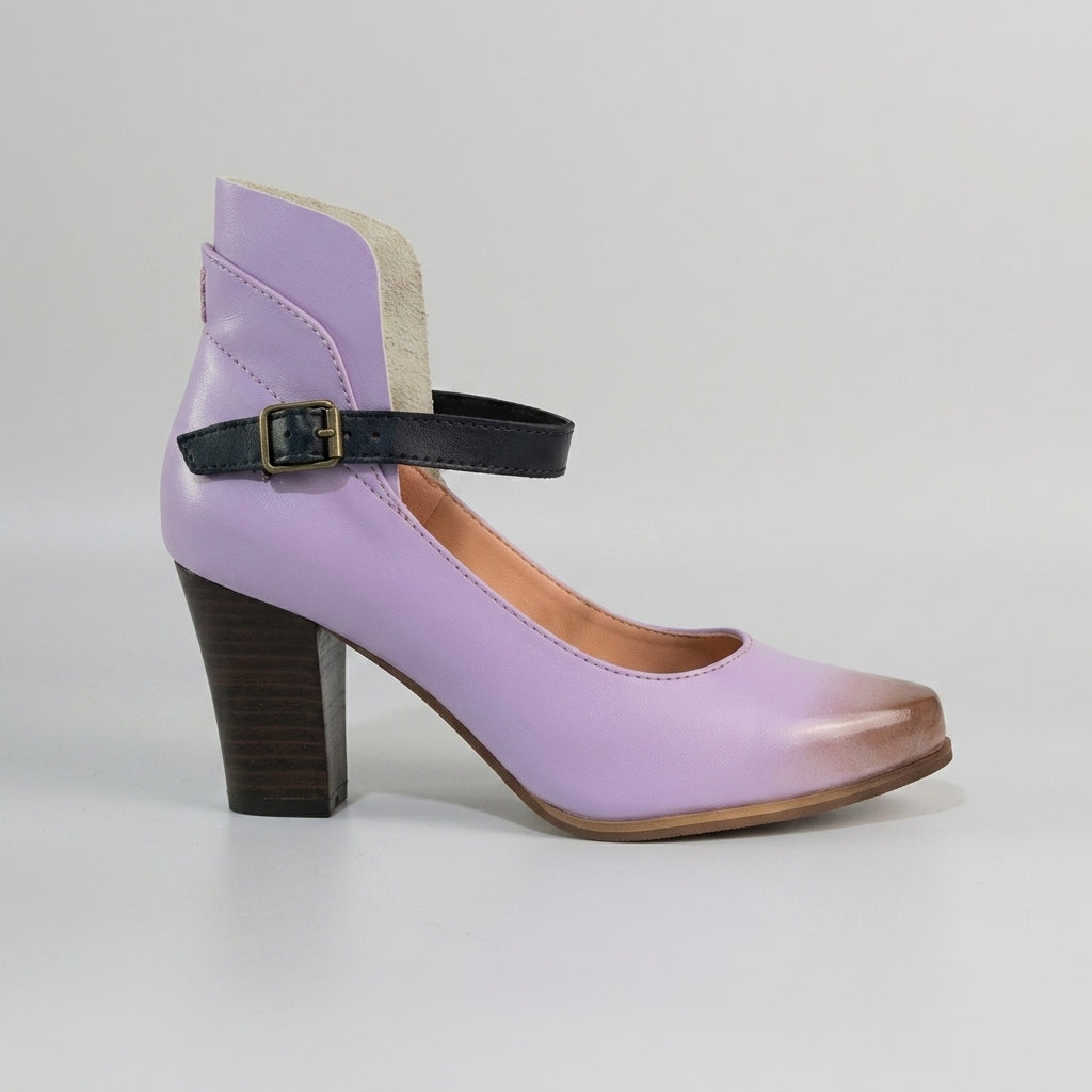 Women's Heels Mary Jane Ankle Strap Block Heel Two-Tone