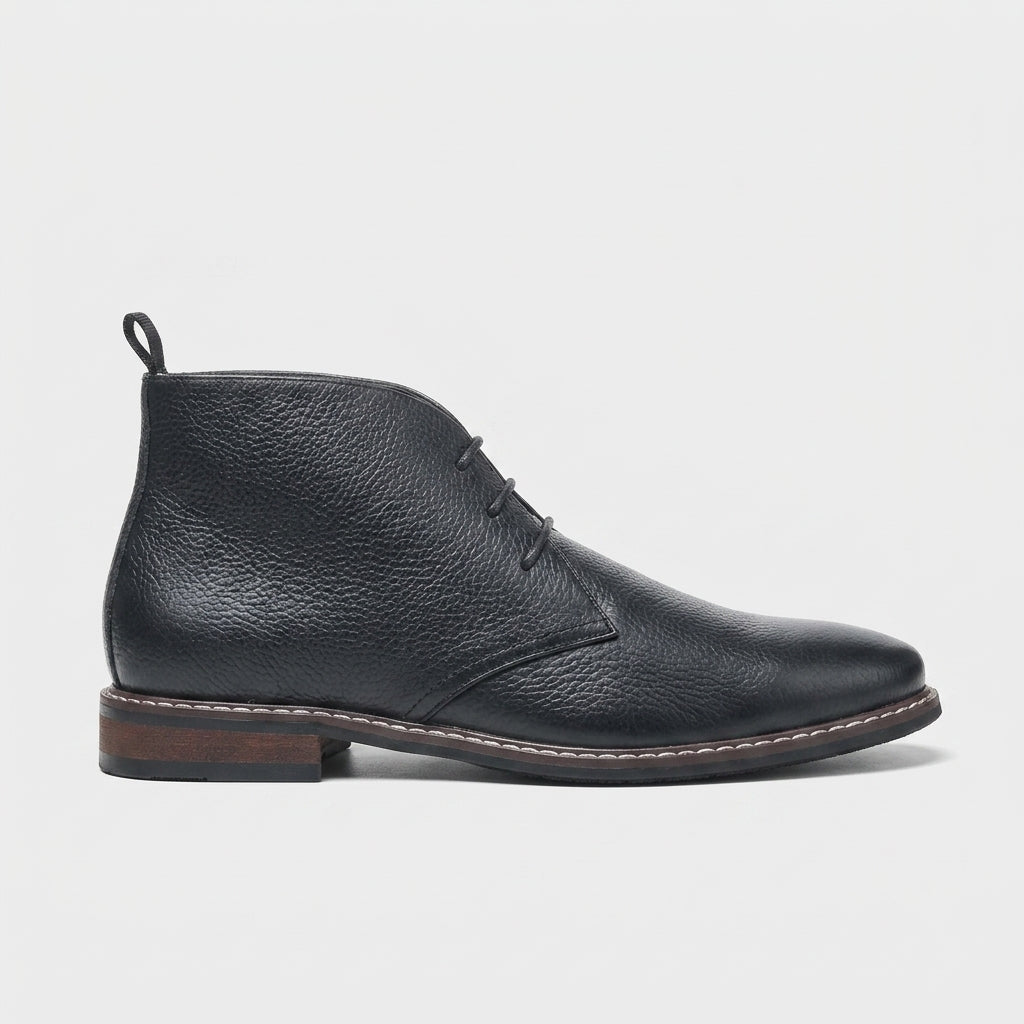 Men's Chukka Boots - Ankle-High - Lace-Up - Low Block Heel