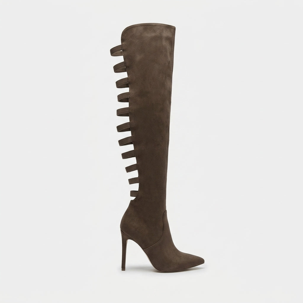 Women's Boots Over-The-Knee Stiletto Heel Side Cutout Zipper