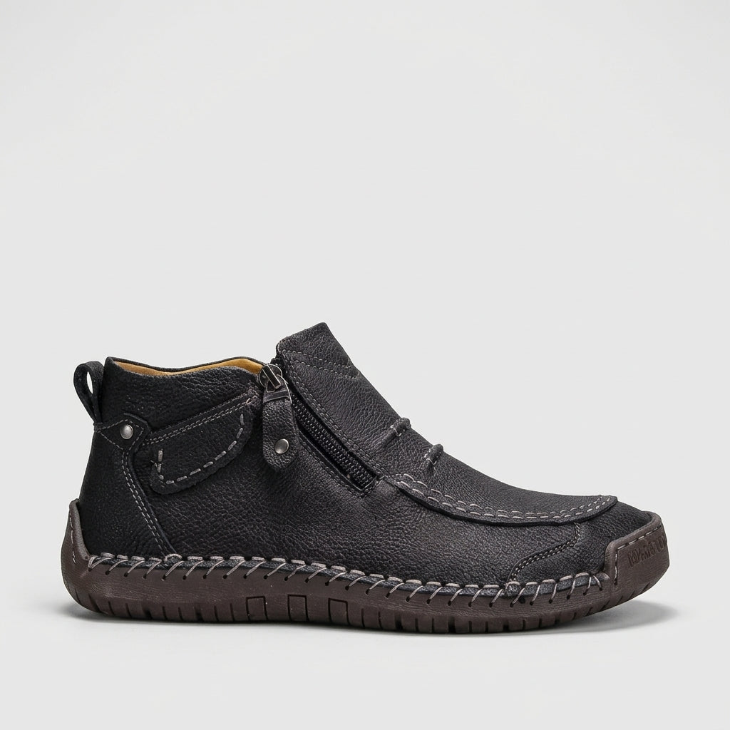 Men’s Casual Side Zip Ankle Boots Stitched Grip Sole