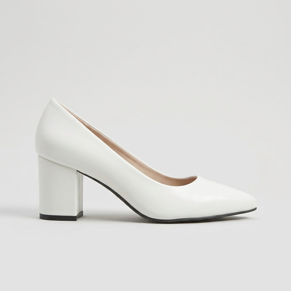 Women's Block Heels Pointed Toe Slip-On Pumps