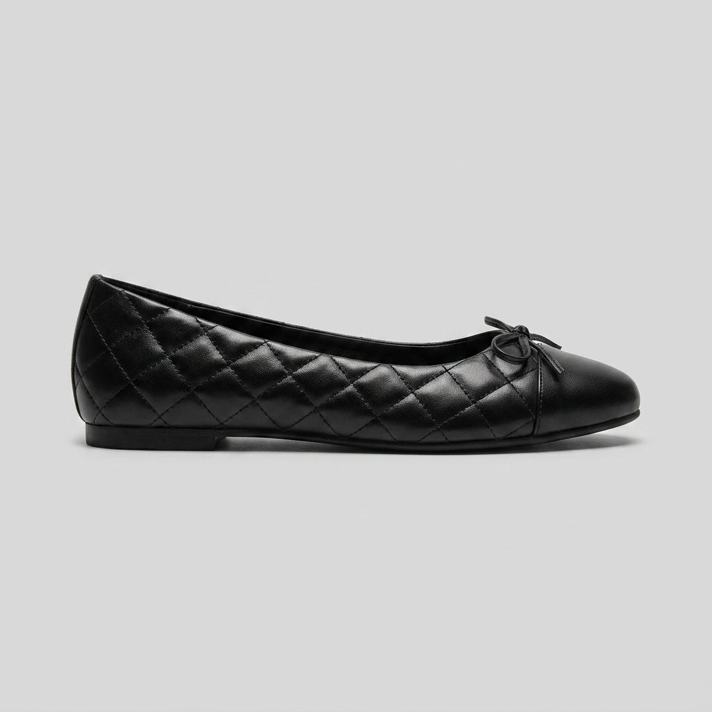 Women's Ballet Flats Quilted Cap Toe Bow Detail Slip-On