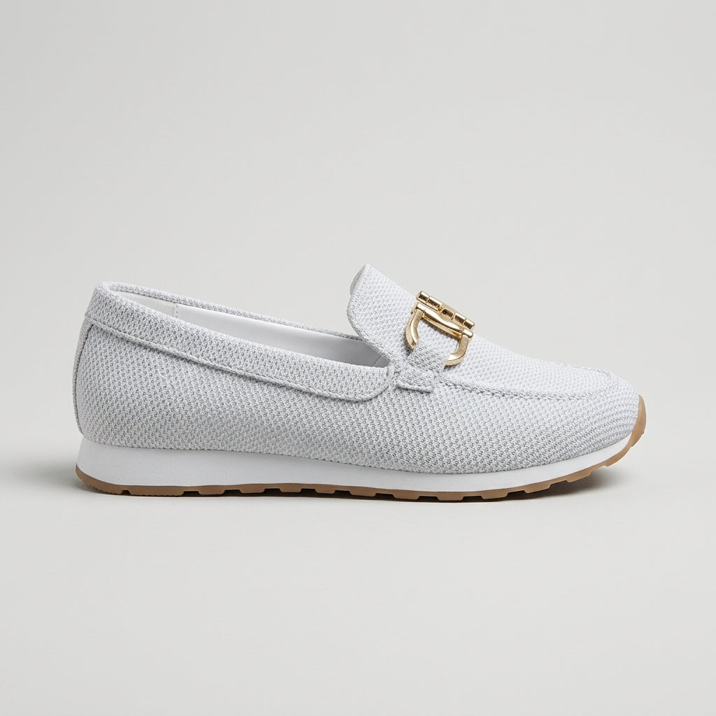 Women's Slip-On Loafers with Buckle-Link Accent and Platform Sole