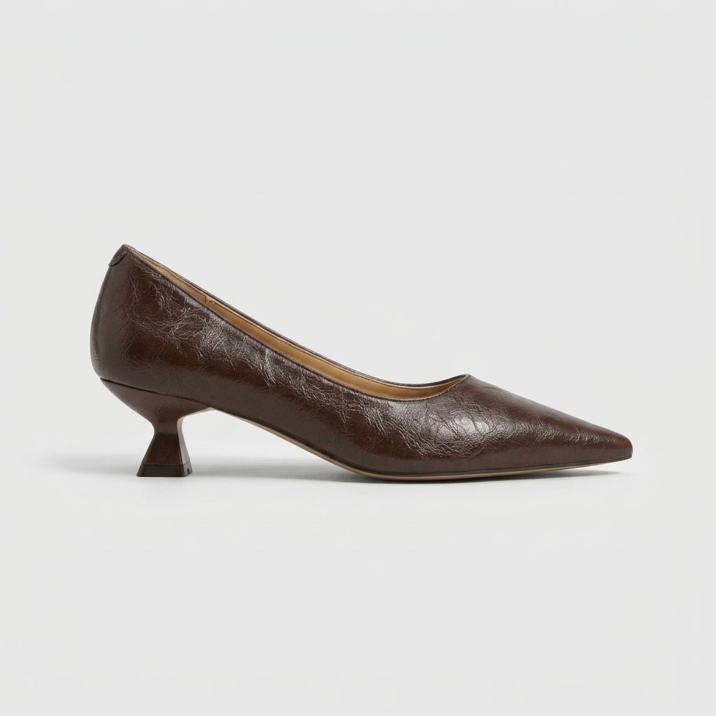 Women's Kitten Heels - Pointed Toe - Slip-On - Flared Heel