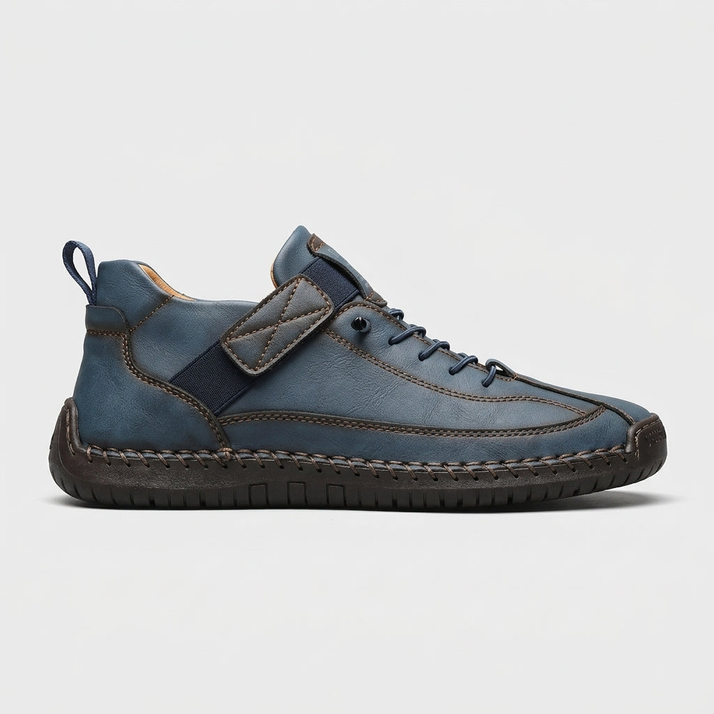 Men's Sneakers Low-Top Hand-Stitched Sole Hook-and-Loop Strap