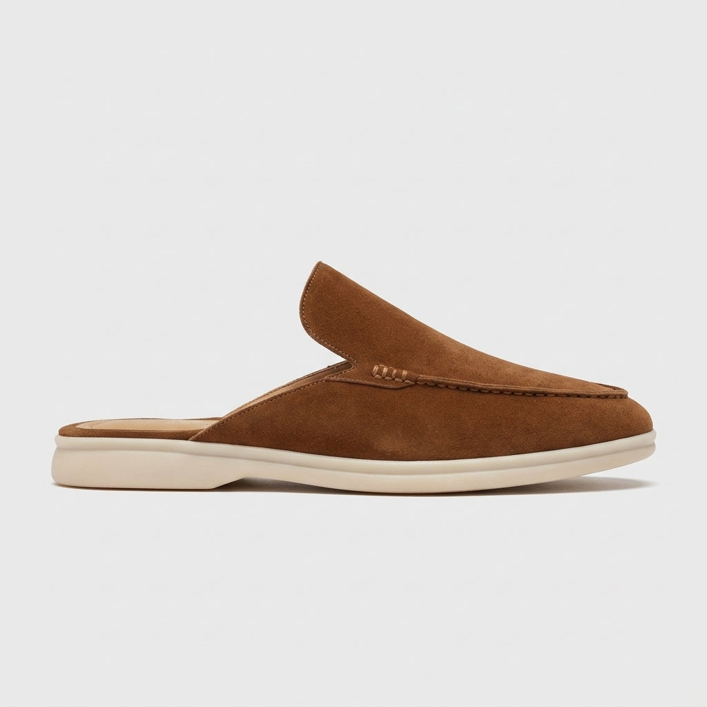 Men's Loafers Backless Mule Slip-On Suede Flat Heel