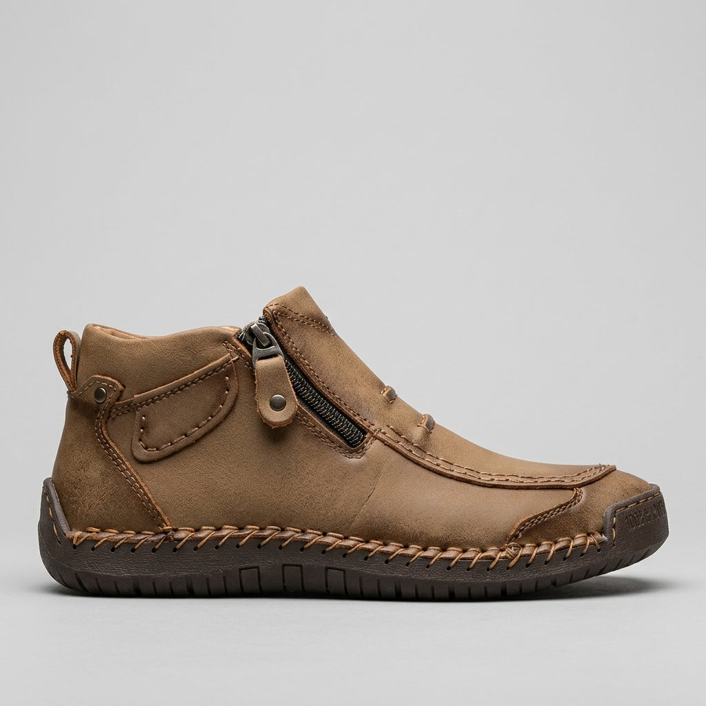 Men’s Casual Side Zip Ankle Boots Stitched Grip Sole