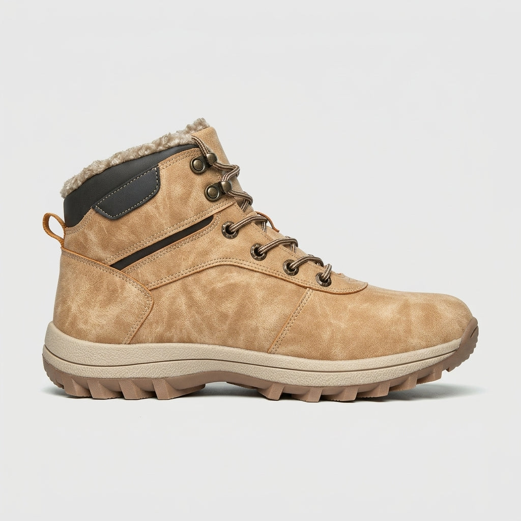 Men's Snow Boots Mid-Calf Lace-Up Rubber Sole Fleece-Lined