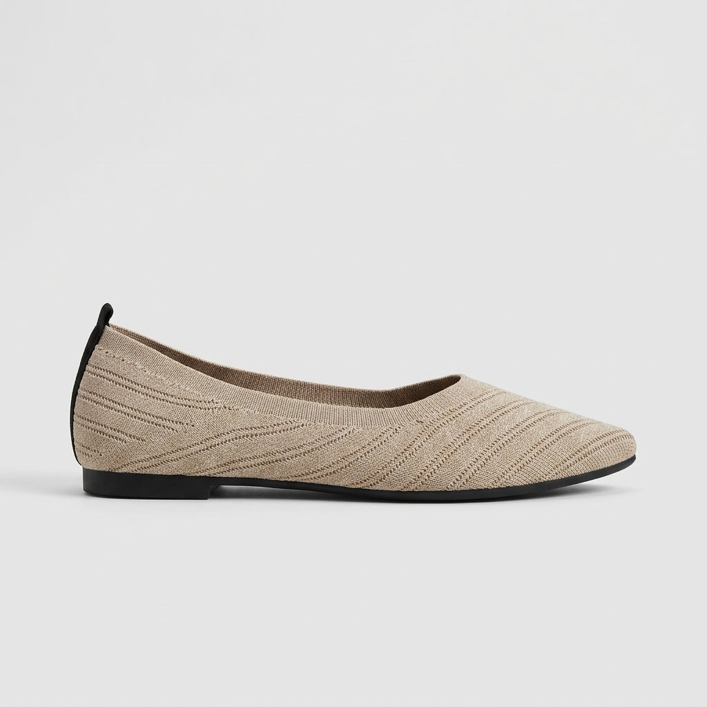 Women's Pointed Toe Knit Flats - Slip-On - Ribbed Upper