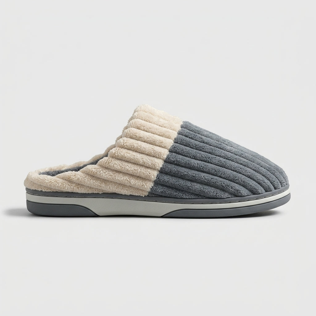Women's Slippers Closed-Toe Ribbed Corduroy Two-Tone Backless