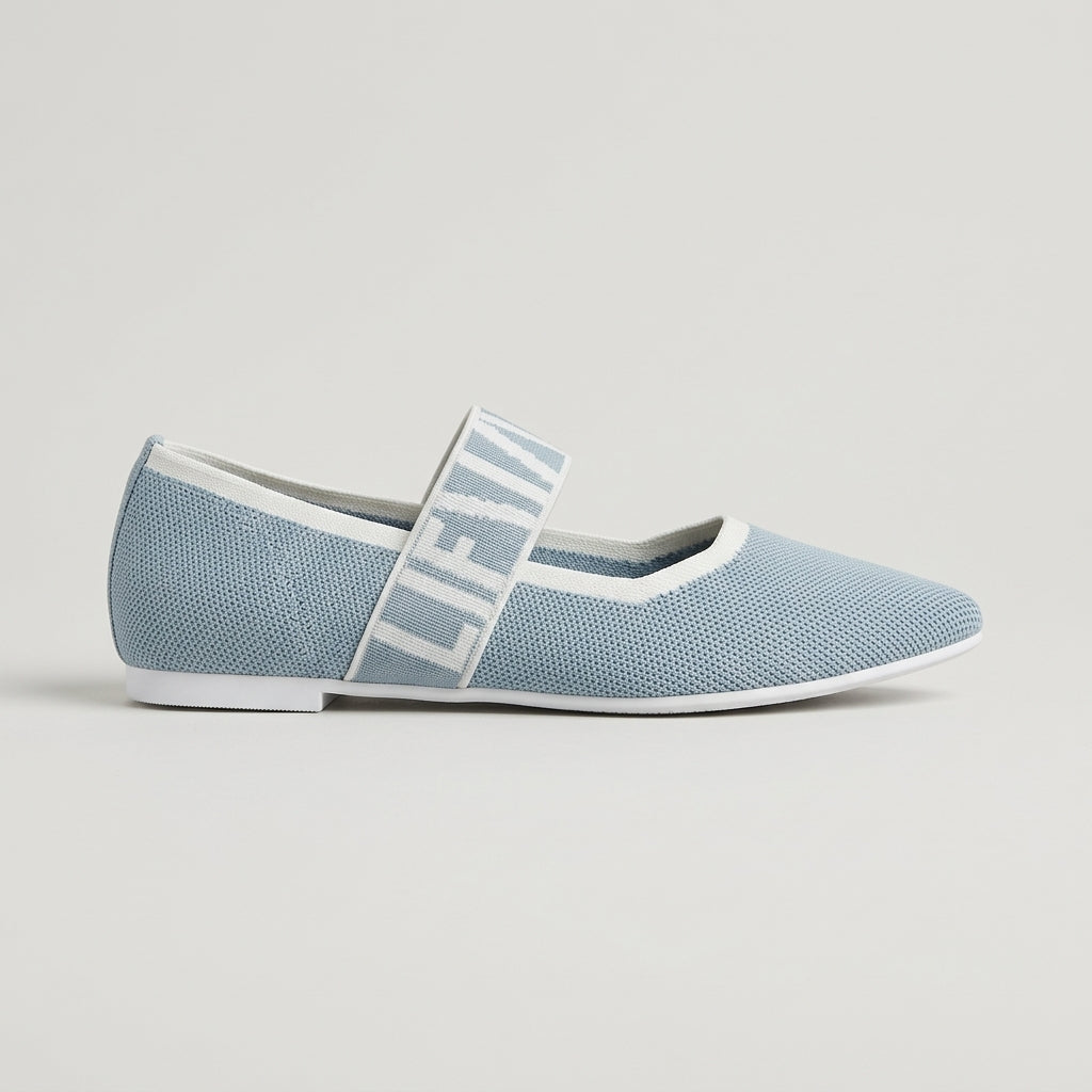 Women's Mary Jane Flats - Pointed Toe - Elastic Letter Strap