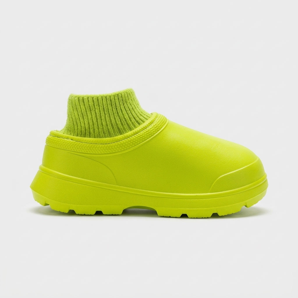 Women's Platform Slip-On Shoes with Knit Sock Collar and Lug Sole