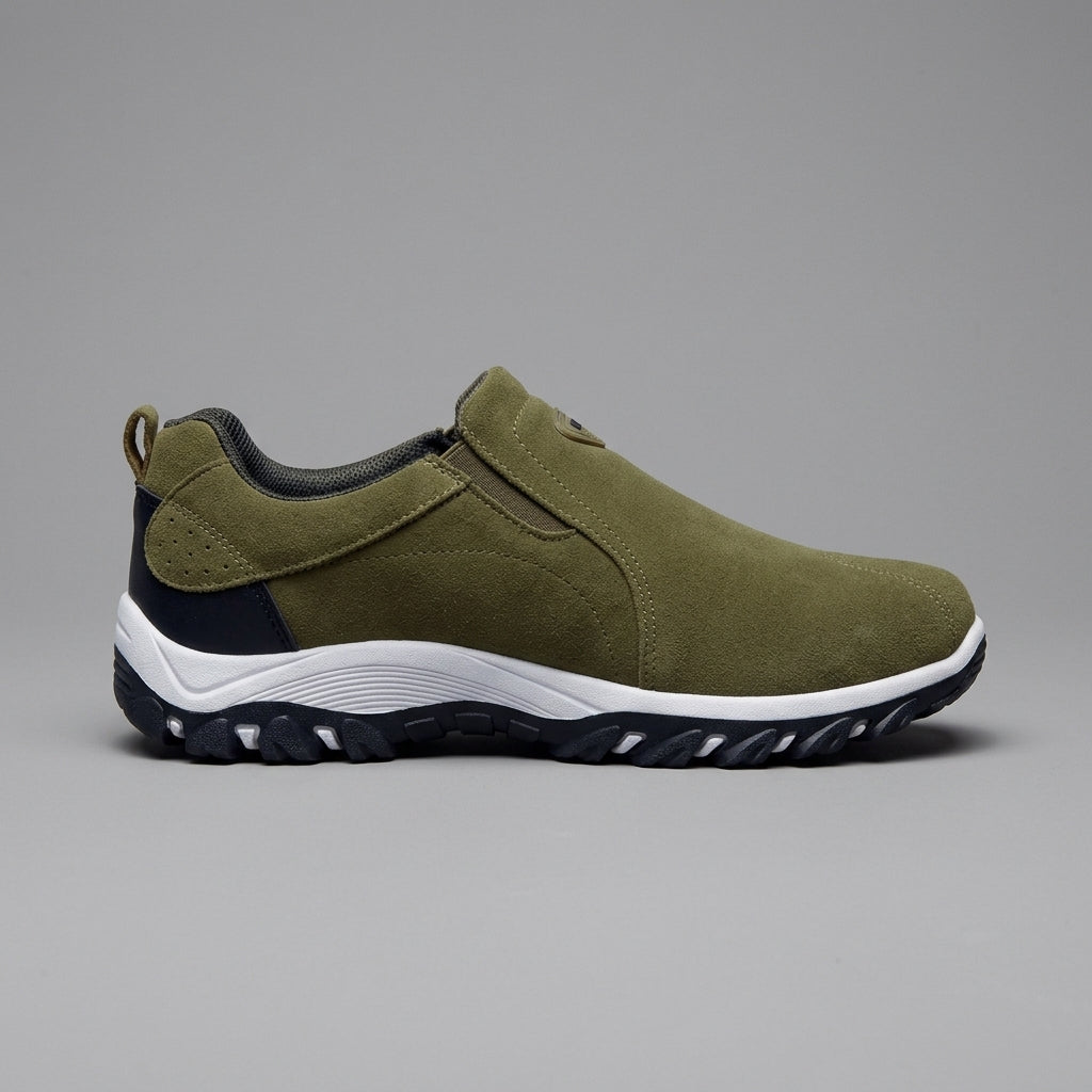 Men's Slip-On Shoes with Elastic Side Panel and Lugged Sole